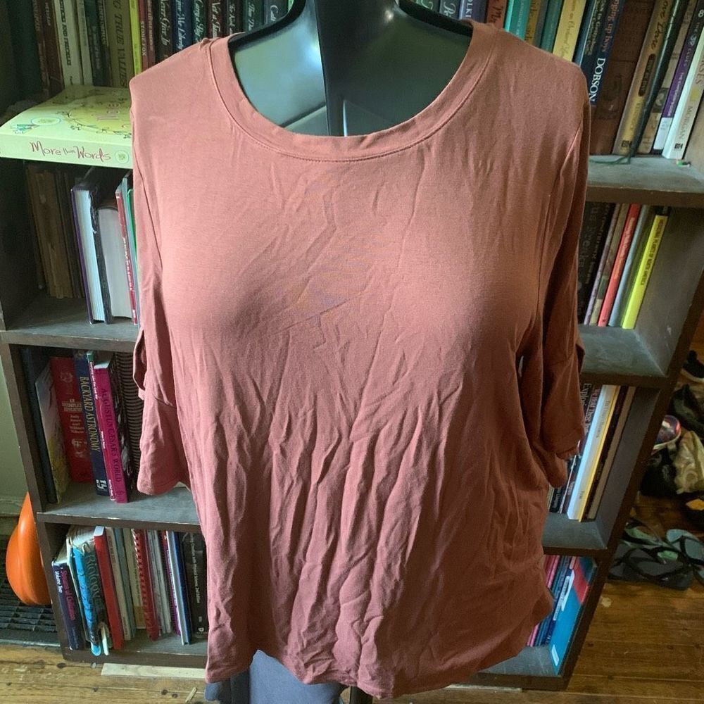 Z Supply burnt orange L relaxed knit normcore flutter sleeve basic tee